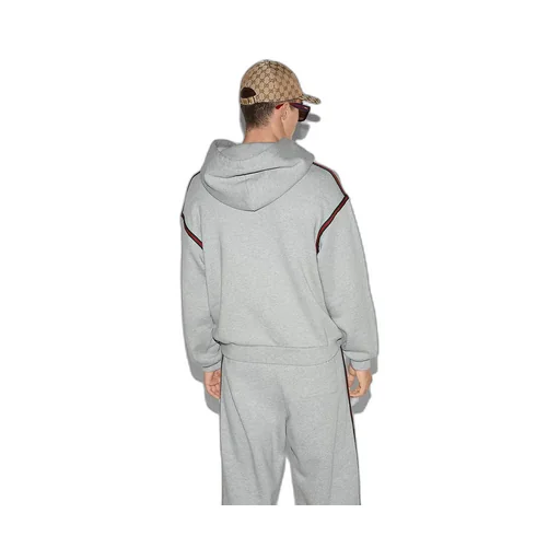 Cotton Jersey Hooded Sweatshirt With Web