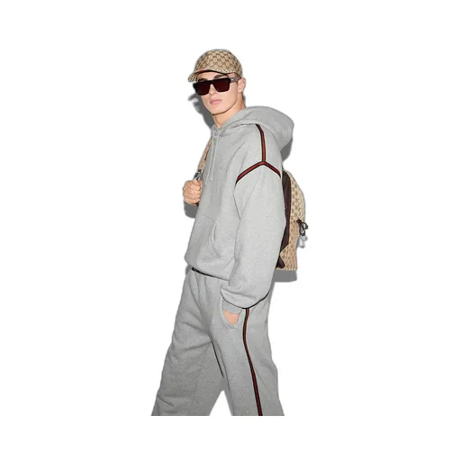 Cotton Jersey Hooded Sweatshirt With Web