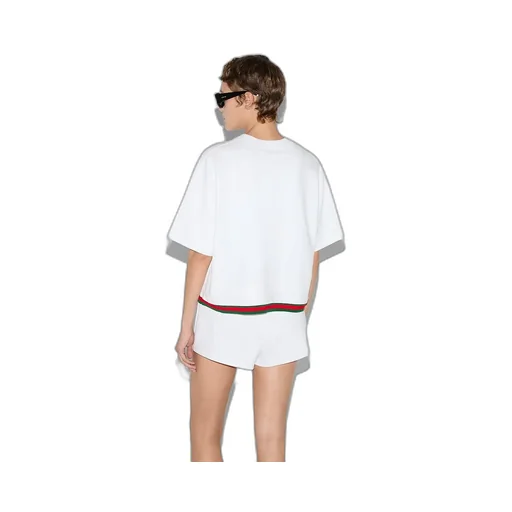 Cropped Cotton Jersey Top With Web