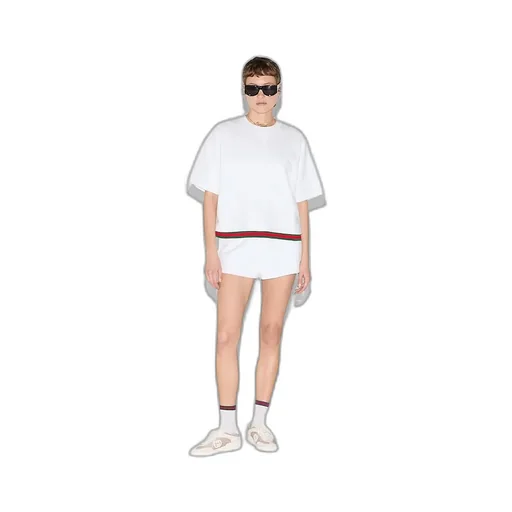 Cropped Cotton Jersey Top With Web