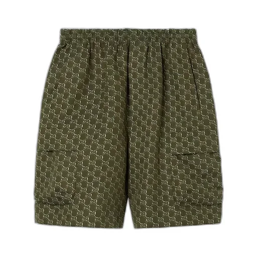 Cotton Jacquard Shorts With Gg Shadow