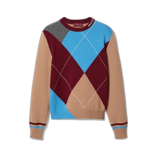 Wool Cashmere Argyle Sweater