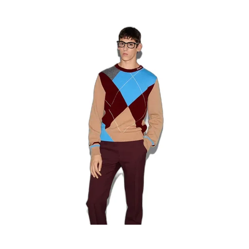 Wool Cashmere Argyle Sweater