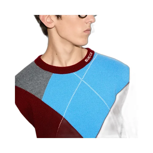 Wool Cashmere Argyle Sweater