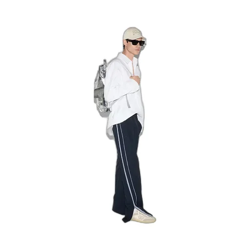 Embroidered Wool Twill Pant