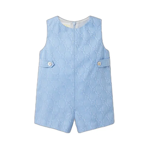 Baby Cotton Dungaree With Gg Shadow