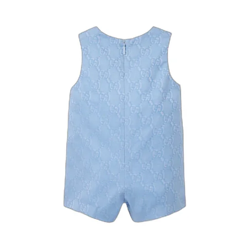 Baby Cotton Dungaree With Gg Shadow