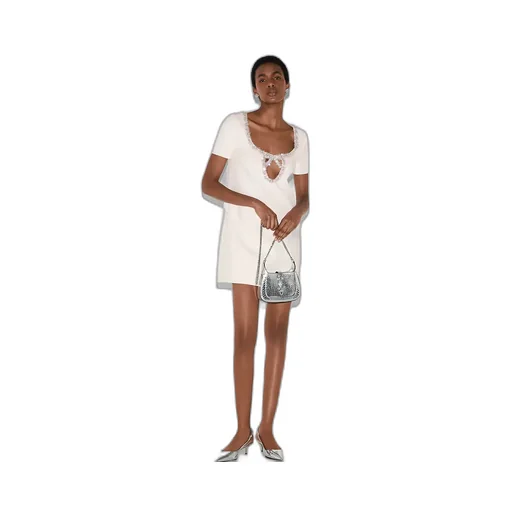 Embroidered Wool Silk CrÊPe Mini Dress