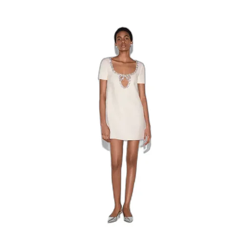 Embroidered Wool Silk CrÊPe Mini Dress