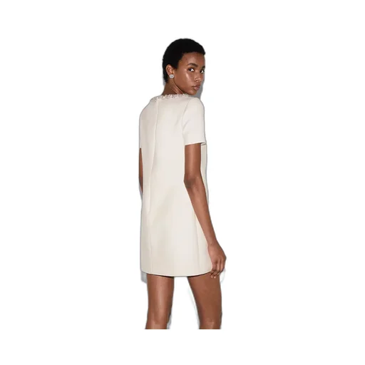 Embroidered Wool Silk CrÊPe Mini Dress
