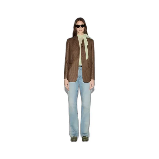 Houndstooth Wool Jacket With Embroidery