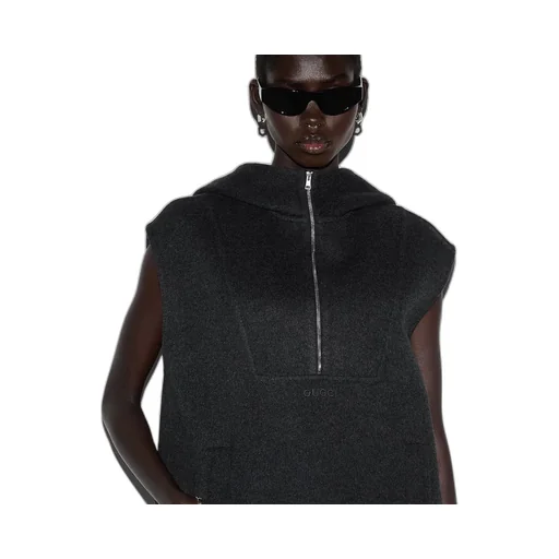 Embroidered Wool Silk Hooded Gilet
