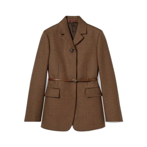 Houndstooth Wool Jacket With Embroidery