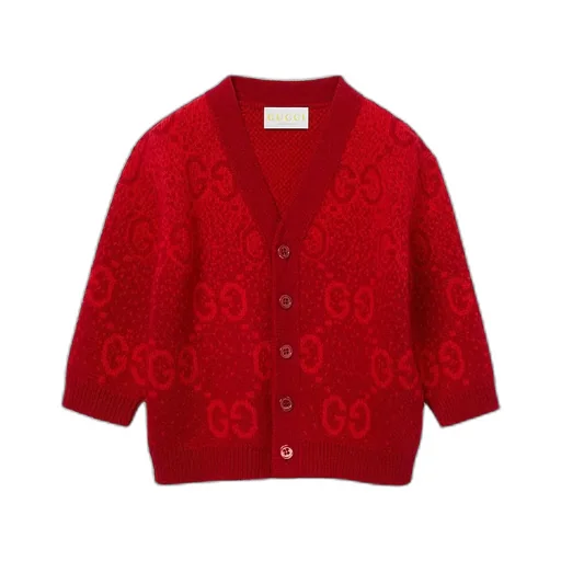 Baby Gg Wool Jacquard Cardigan