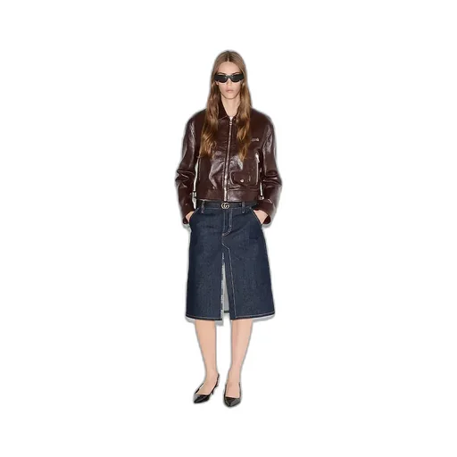 Mid-Length Denim Skirt