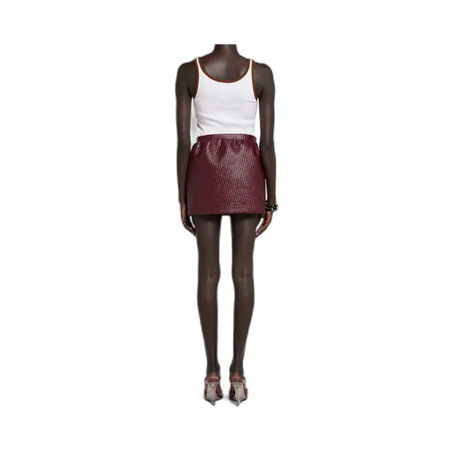 Diagonal Coated Wool Mini Skirt