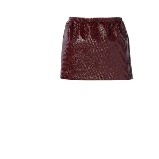 Diagonal Coated Wool Mini Skirt