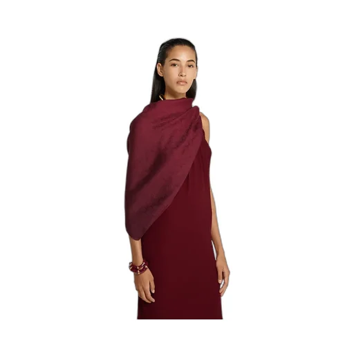 Gg Wool Silk Jacquard Shawl