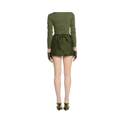 Wool Blend Fil Coupé Mini Skirt