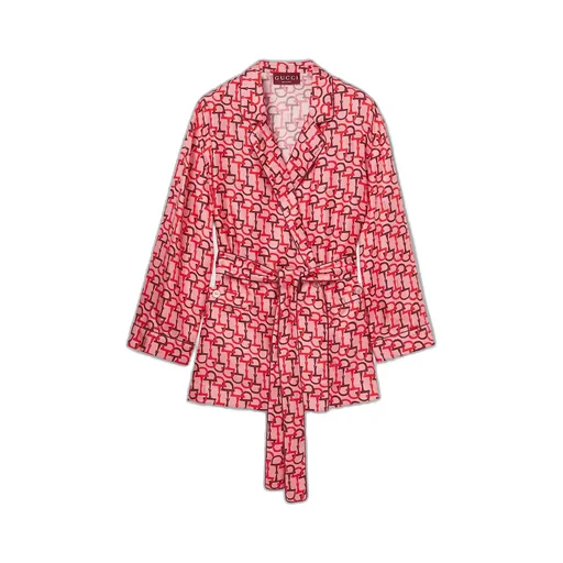 Printed Silk Shirt With Self-Tie