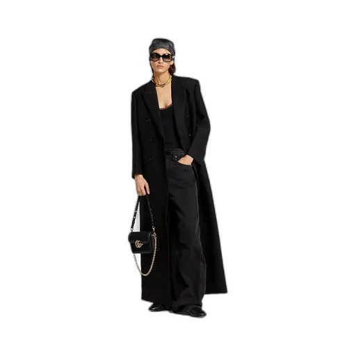 Gg Silk Wool CrÊPe Double-Breasted Coat