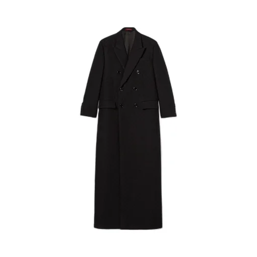 Gg Silk Wool CrÊPe Double-Breasted Coat