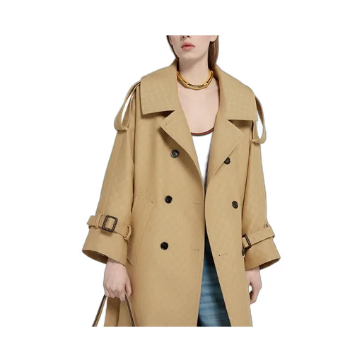 Gg CrÊPe Silk Wool Double-Breasted Coat