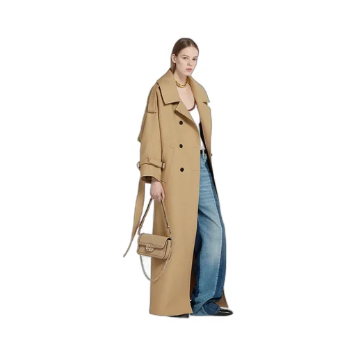 Gg CrÊPe Silk Wool Double-Breasted Coat