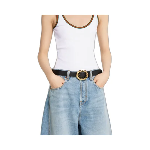 Belt With Round Bamboo Buckle