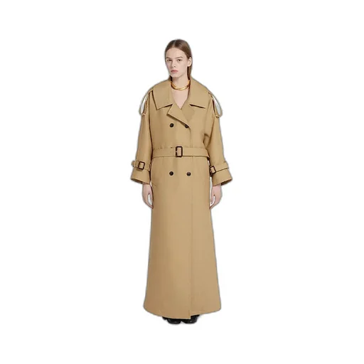 Gg CrÊPe Silk Wool Double-Breasted Coat
