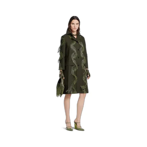Wool Coat With Beaded Fringe