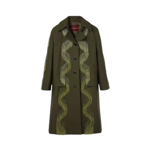 Wool Coat With Beaded Fringe