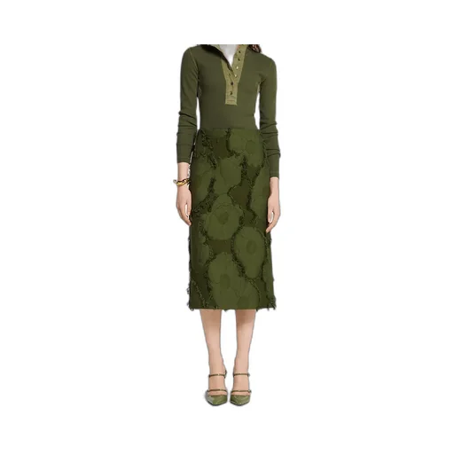 Cotton Wool Blend Mid-Length Skirt