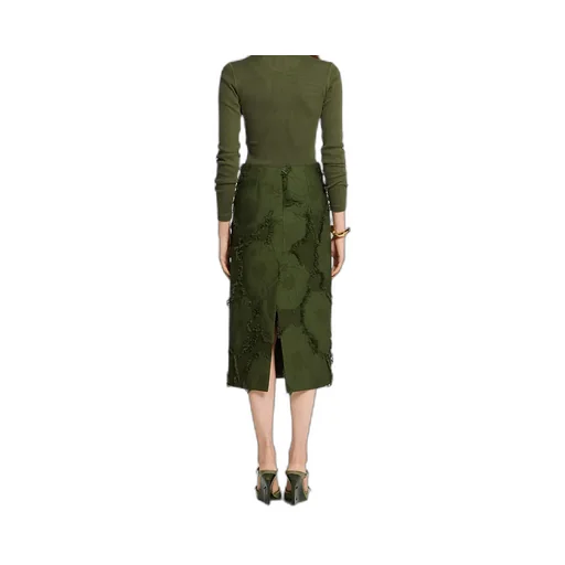 Cotton Wool Blend Mid-Length Skirt