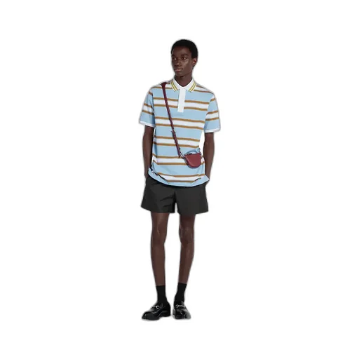Striped Cotton Jersey Polo Top