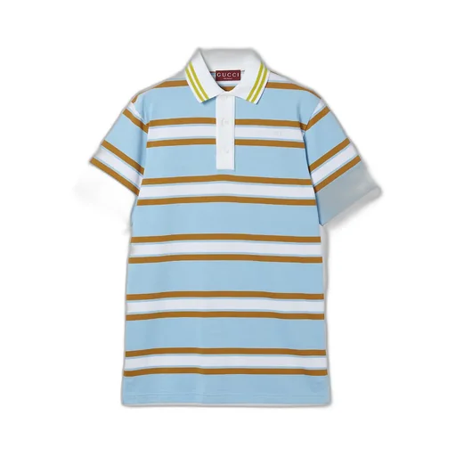 Striped Cotton Jersey Polo Top