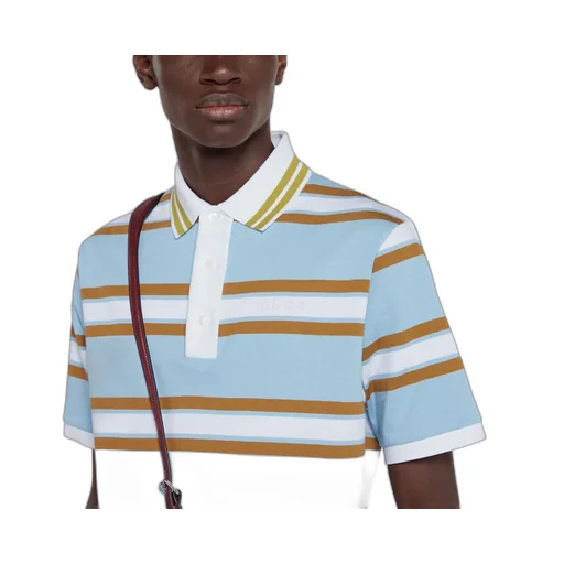 Striped Cotton Jersey Polo Top