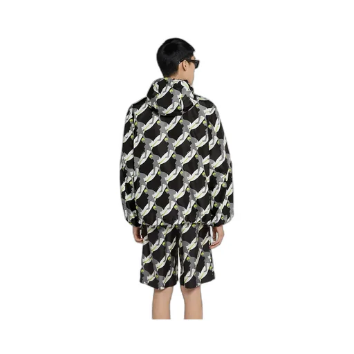 Printed Technical Poplin Zip Jacket