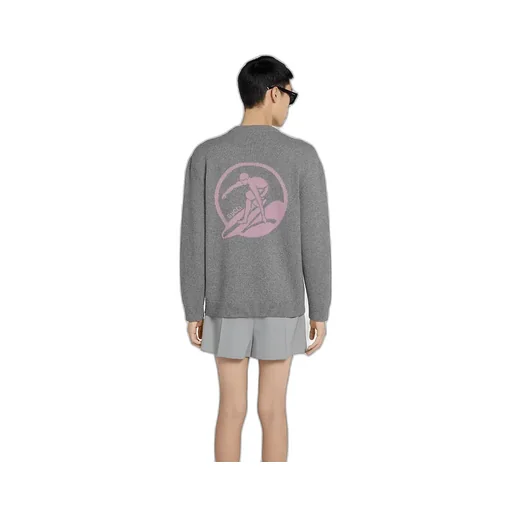 Wool Cashmere Cardigan With Intarsia