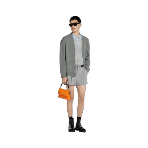 Wool Cashmere Cardigan With Intarsia