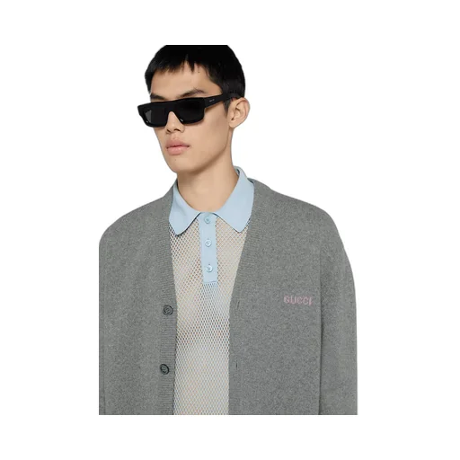 Wool Cashmere Cardigan With Intarsia