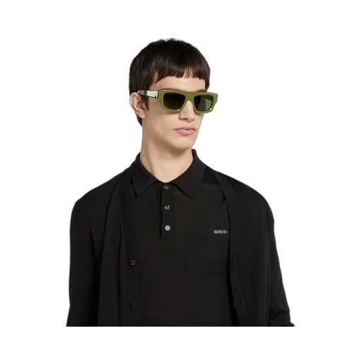 Fine Wool Knit Polo Top With Intarsia