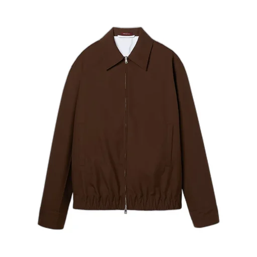 Embossed Wool Twill Zip Jacket