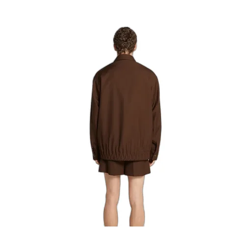Embossed Wool Twill Zip Jacket
