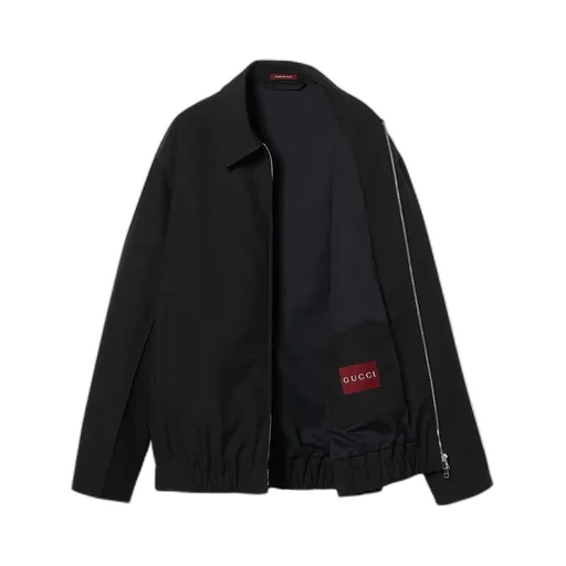 Embossed Wool Twill Zip Jacket