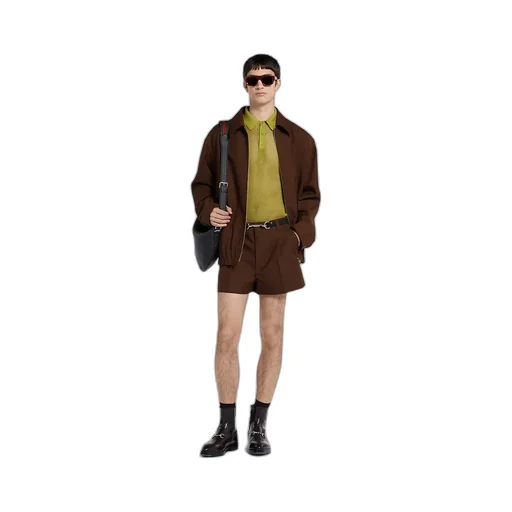 Embossed Wool Twill Zip Jacket
