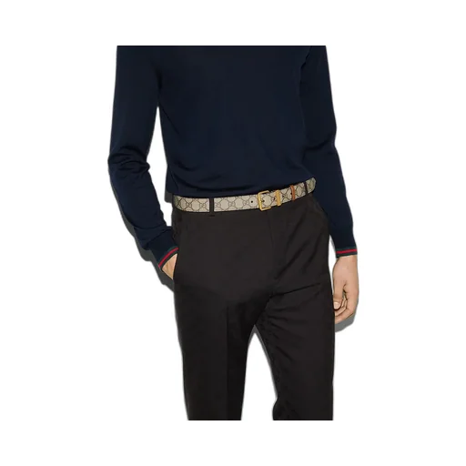 Gg Emblem Belt With Square Buckle