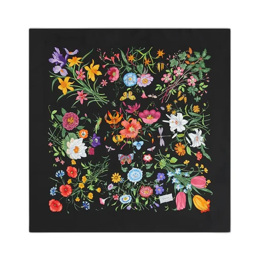 Printed Flora Silk Twill Carré