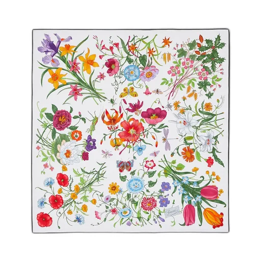 Printed Flora Silk Twill Carré