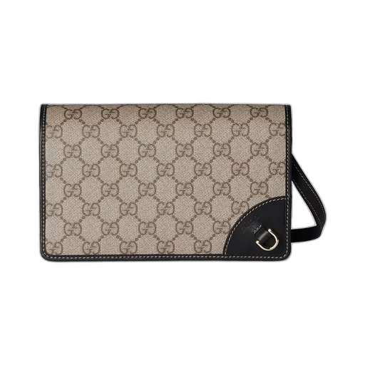 Gg Emblem Wallet With Leather Strap